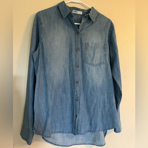 Sonoma Tops - NWT Sonoma blue denim button down long sleeve shirt women’s size medium